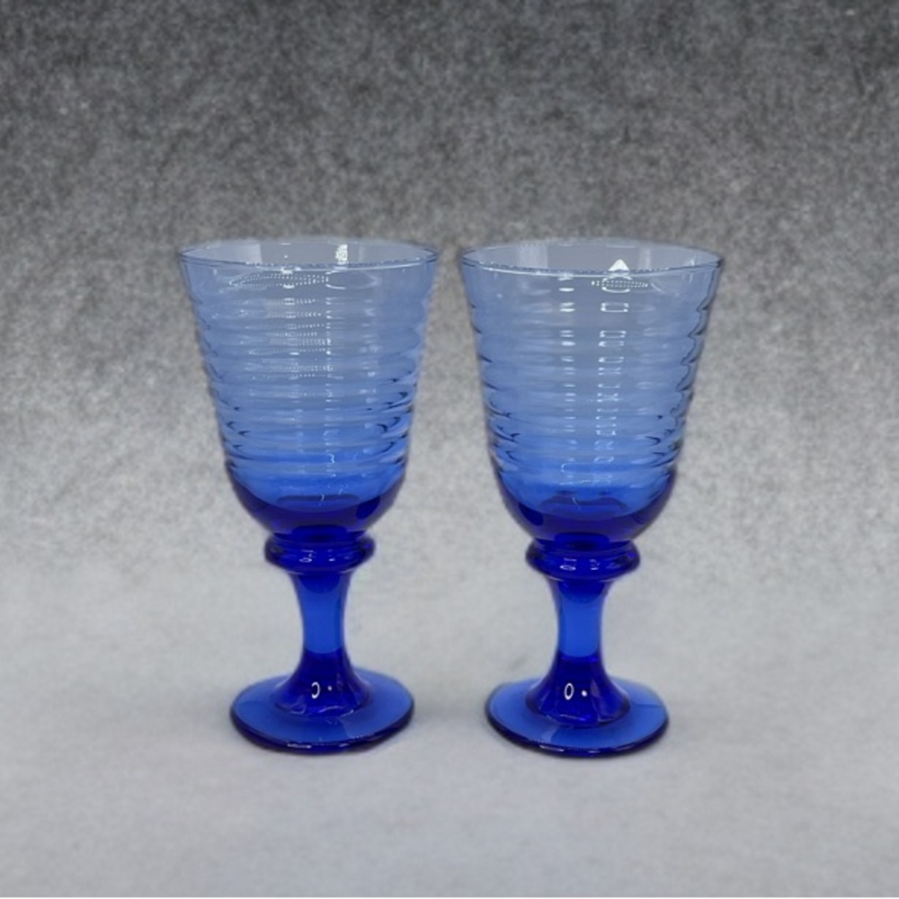 Libbey Sirrus Cobalt Blue Water Goblets, Set of 2